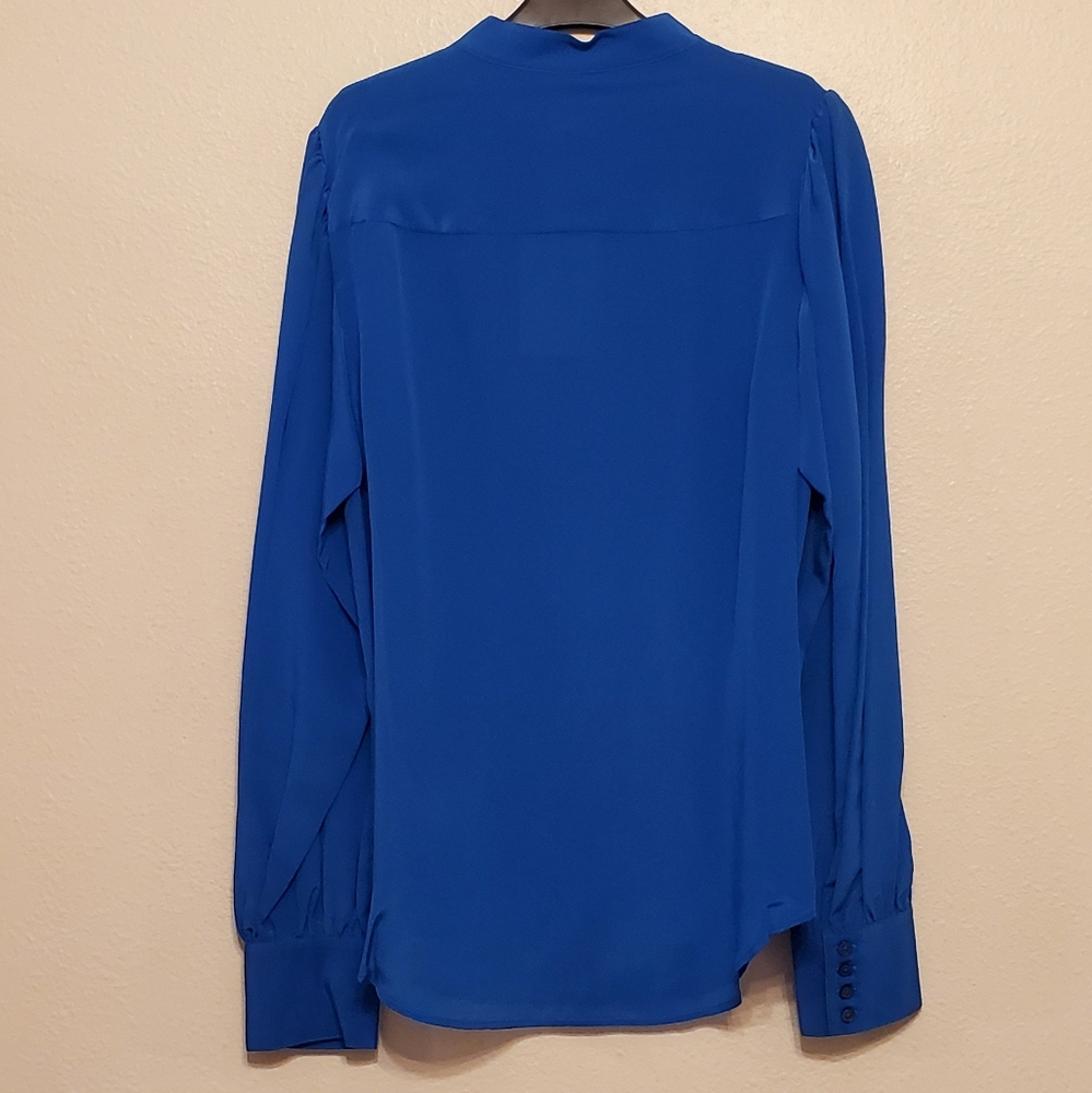 Boden Blouson Sleeve Silk Shirt- cyan - Picture 9 of 12